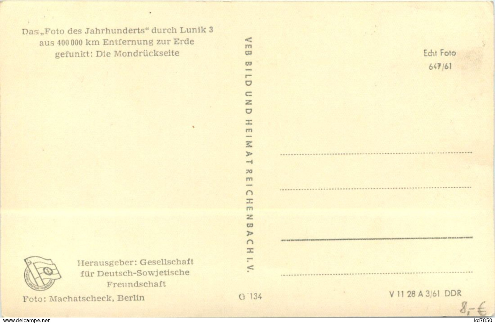 Das Foto Der Rückseite Des Mondes 4. Oktober 1959 - Astronomie