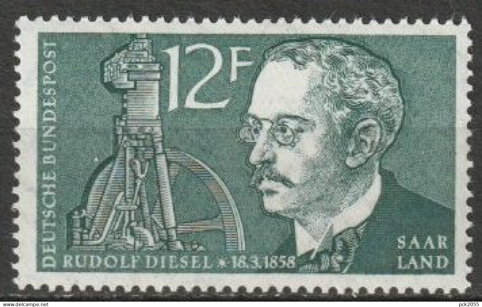 Saarland1958 MiNr.432  ** Postfrisch 100.Geb. Rudolf Diesel ( 1002 ) - Unused Stamps