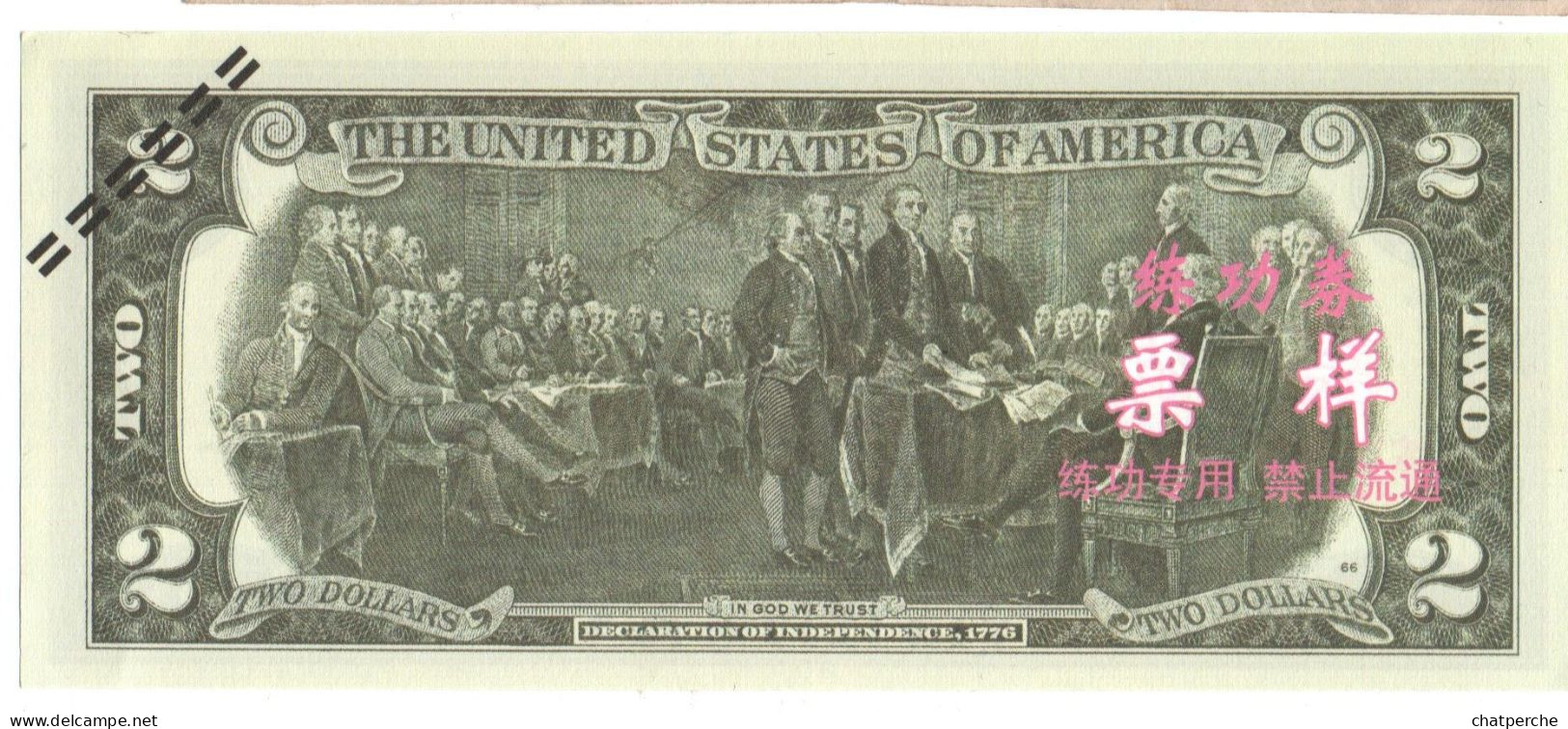 POUR COLLECTIONNEUR FAUX-BILLET FAKE 2 TWO DOLLARS THOMAS JEFFERSON USA THE UNITED STATES OF AMERICA - Errors