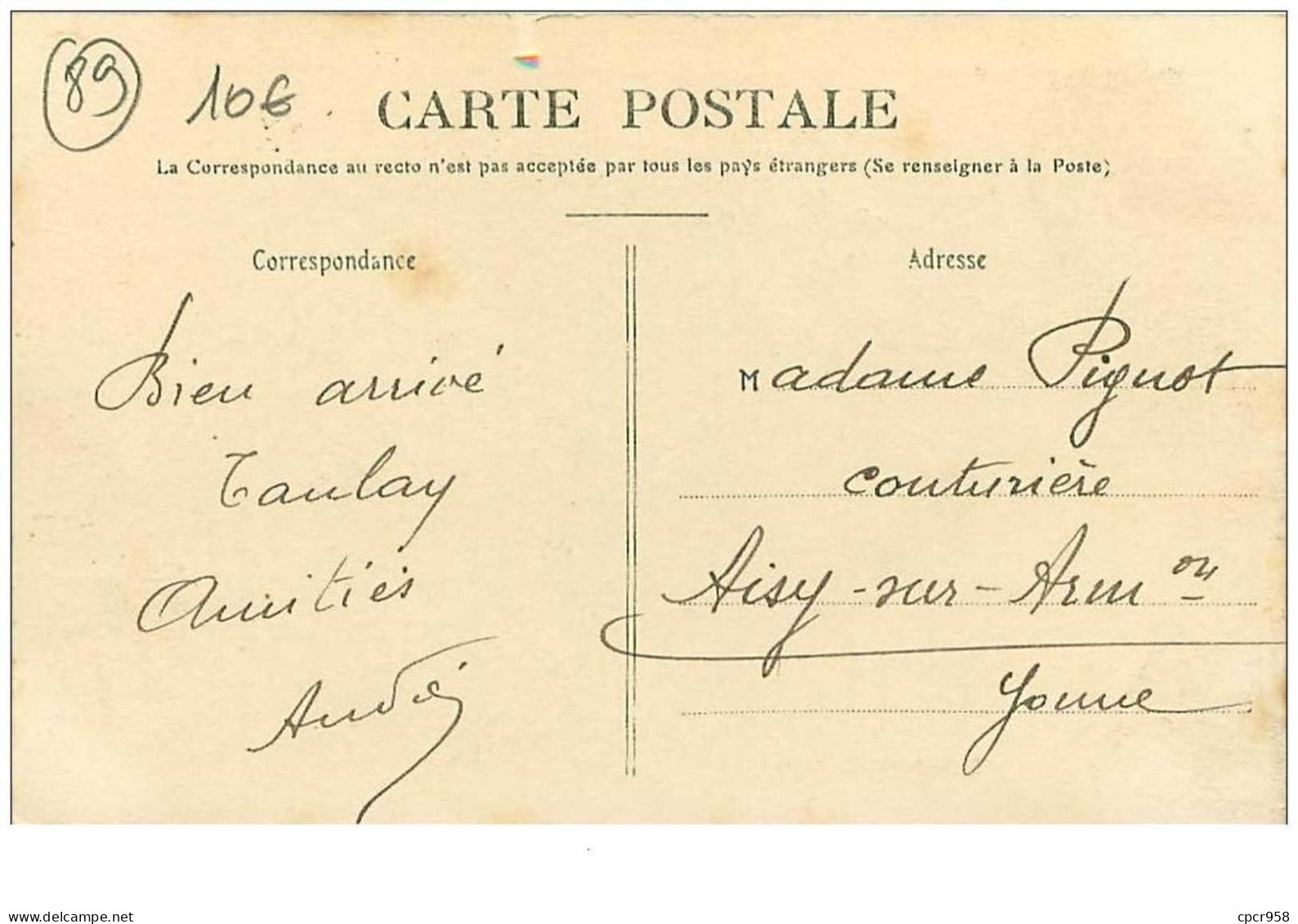 89.TANLAY.n°10643.BUREAU DE POSTE - Tanlay