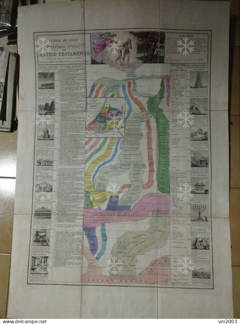 Big Plate New Historical Chronological Framework Of The Old Testament- Israel Palestina Jerusalem. 83x57 Cm. - Monde