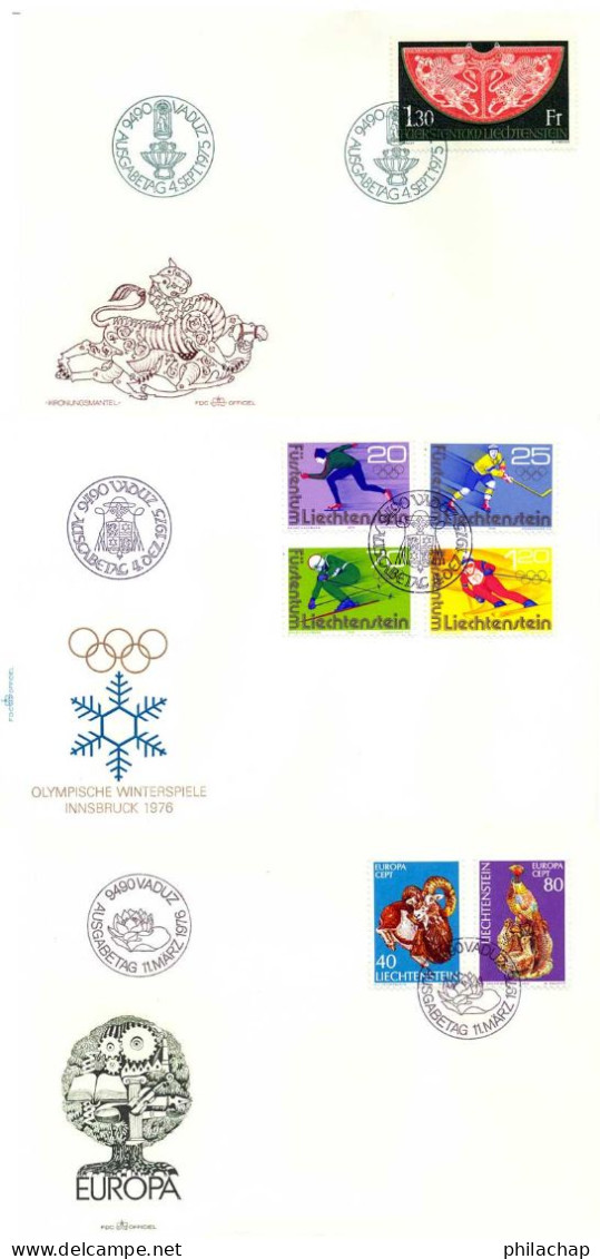 Liechtenstein FDC 1976 Yvert 577 / 581 - 585 / 586  (o) B Oblitere(s) - FDC