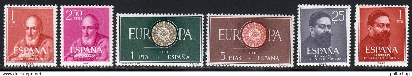 Espagne 1960 Yvert 973 / 976 - 997 / 998 ** TB - Unused Stamps