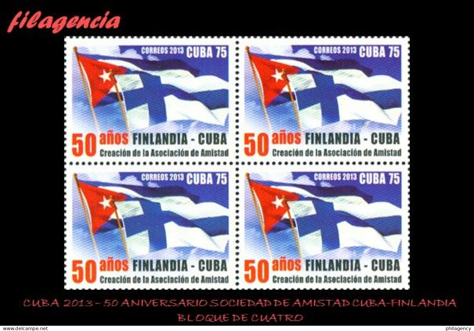 CUBA. BLOQUES DE CUATRO. 2013-02 50 ANIVERSARIO DE LA SOCIEDAD DE AMISTAD CUBA-FINLANDIA - Ungebraucht