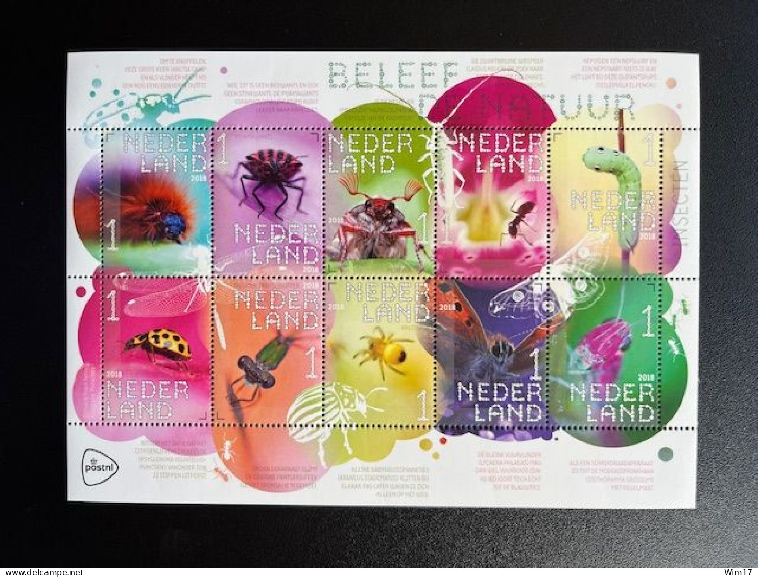 NETHERLANDS 2018 INSECTS SHEET OF 10 STAMPS MNH 04-06-2018 NEDERLAND INSECTEN NVPH 3658/3667 - Brieven En Documenten