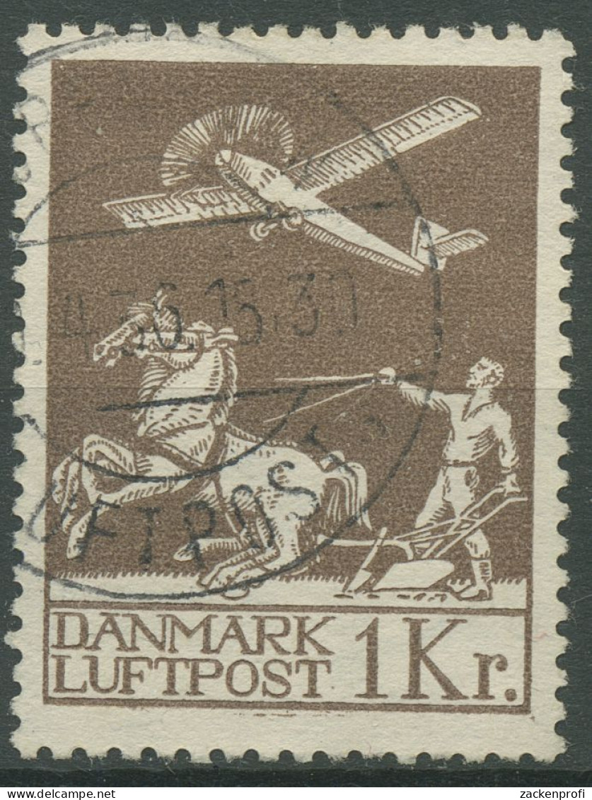 Dänemark 1929 Flugpost Pflügender Bauer Flugzeug 181 Gestempelt - Used Stamps