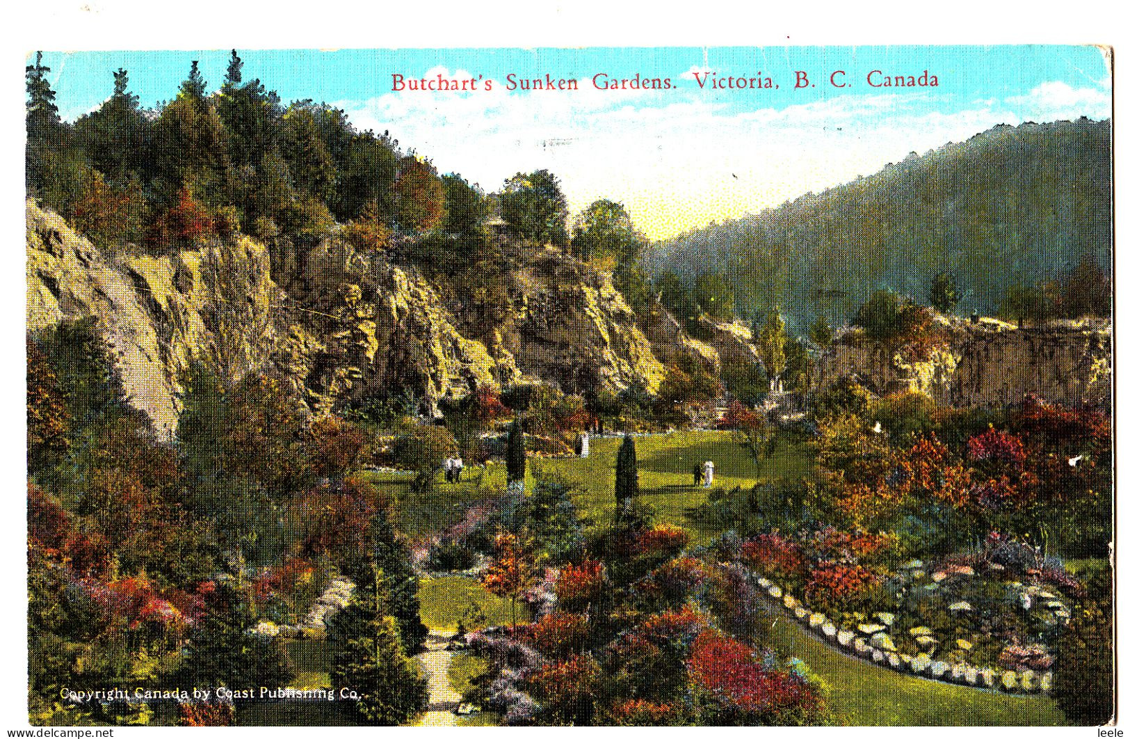 D83. Vintage Postcard. Butchart's Sunken Gardens, Victoria. B.C. Canada - Costa Rica