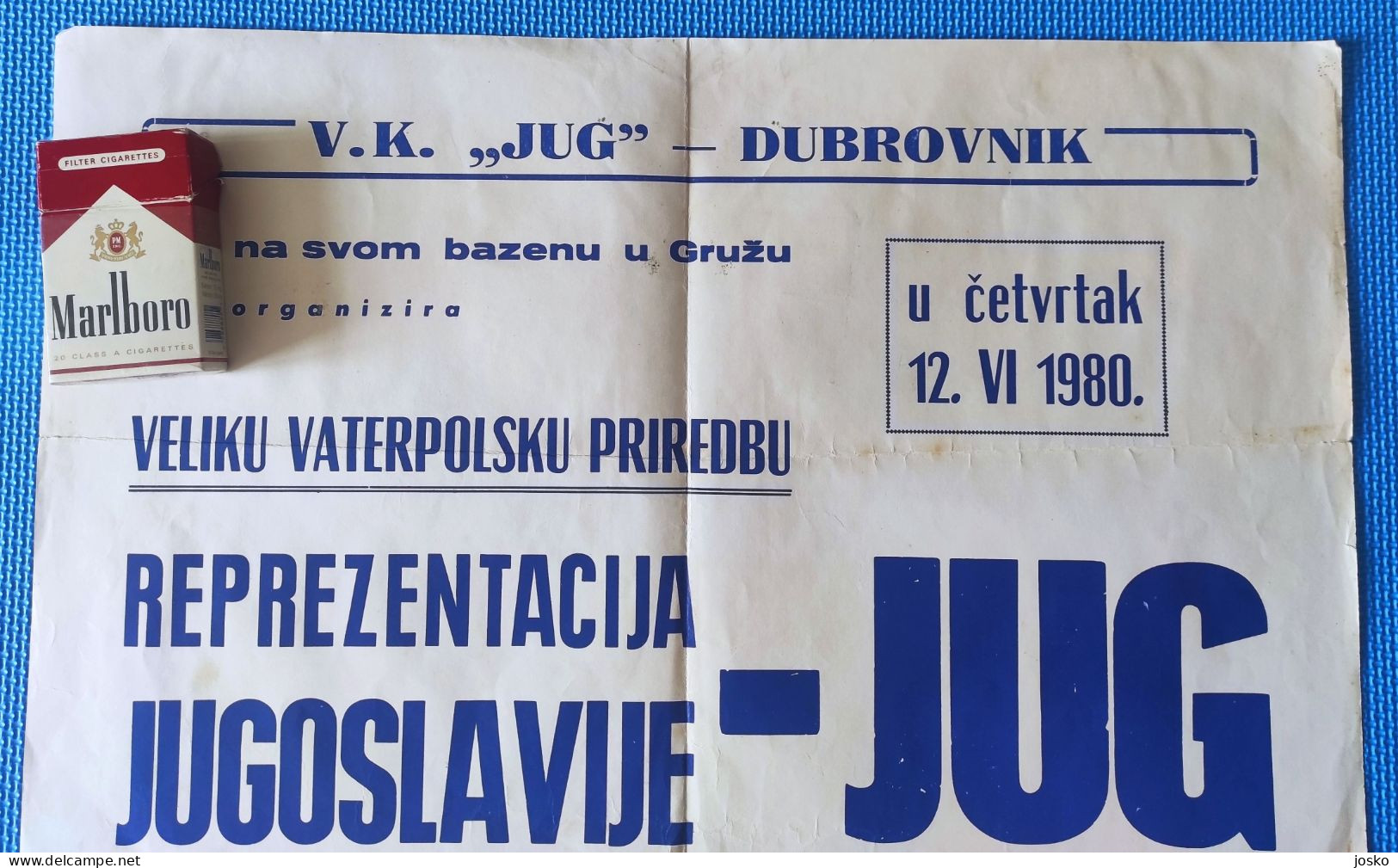 VATERPOLO SPEKTAKL - JUG DUBROVNIK Vs REPREZENT. JUGOSLAVIJE 1980 Veliki Stari Plakat * Water Polo Wasserball Pallanuoto - Otros & Sin Clasificación