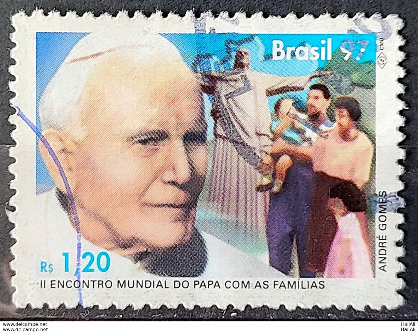 C 2043 Brazil Stamp World Pope Meeting With Families Religion 1997 Circulated 9 - Usati