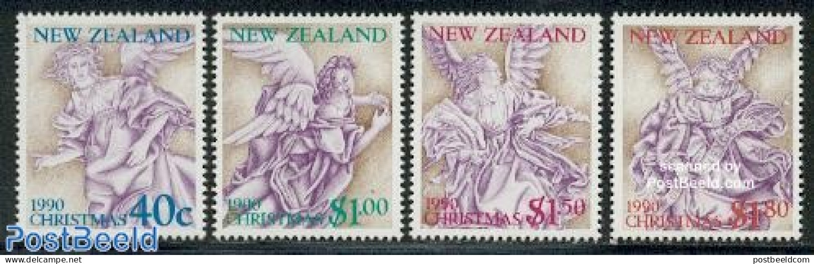 New Zealand 1990 Christmas 4v, Mint NH, Religion - Angels - Christmas - Nuovi