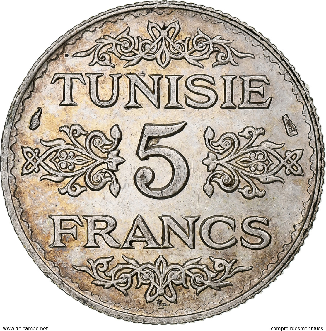 Tunisie, Ahmad Pasha Bey, 5 Francs, 1935/AH1353, Paris, Argent, SUP, KM:261 - Tunesië