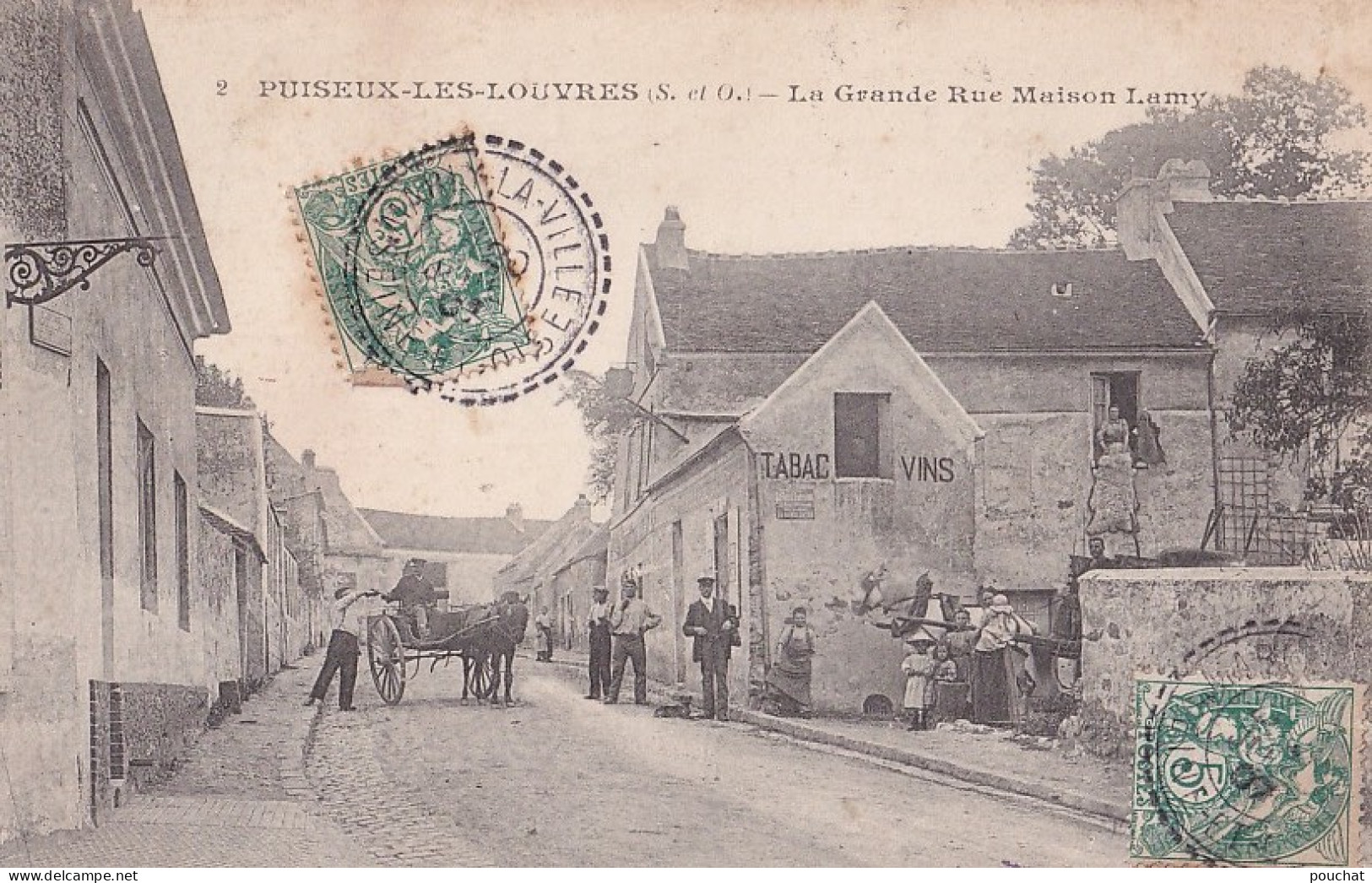 F12-95) PUISEUX LES LOUVRES - LA GRANDE RUE MAISON LAMY - BELLE ANIMATION - HABITANTS - 1907 - Puiseux En France