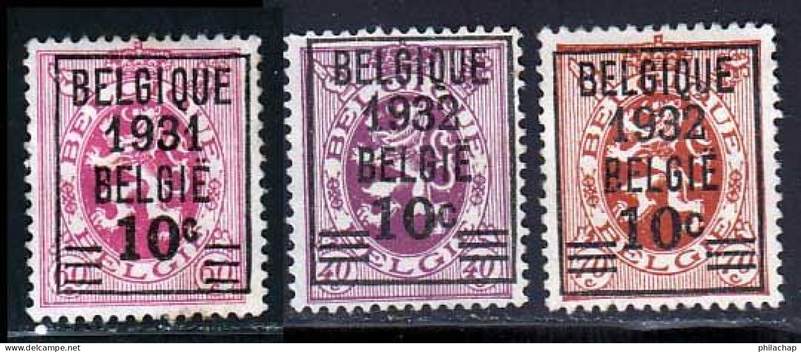 Belgique 1931 Yvert 316 - 333 - 334 (*) TB Neuf Sans Gomme - 1929-1937 Heraldic Lion