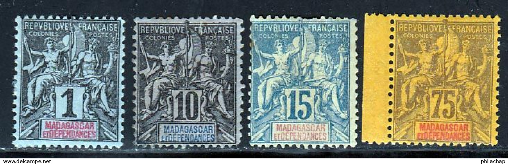 Madagascar 1896 Yvert 28 - 32 - 33 - 39 * B Charniere(s) - Nuevos