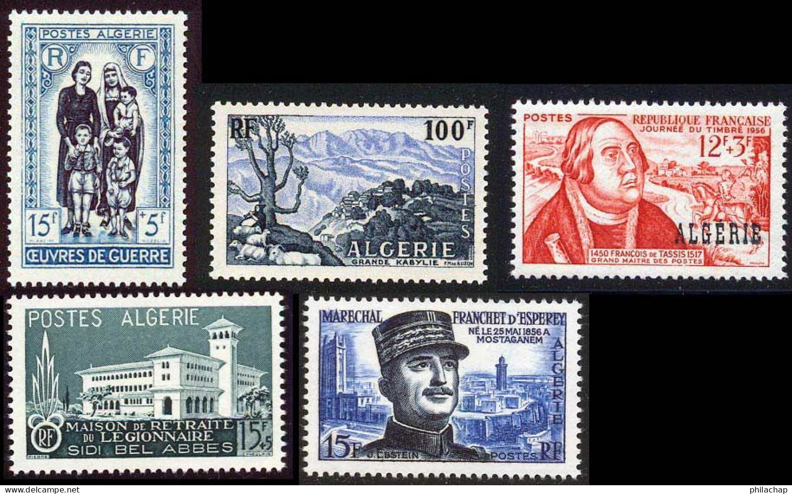 Algerie 1956 Yvert 330 - 331 - 333 - 334 -  336 ** TB - Unused Stamps