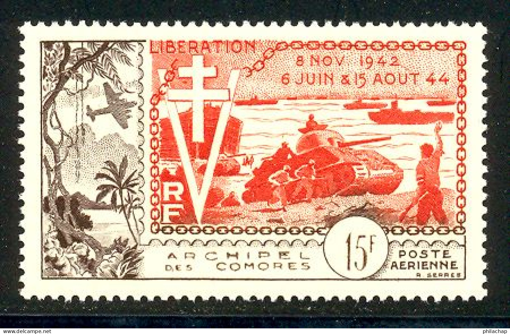 Comores PA 1954 Yvert 4 ** TB Liberation - Poste Aérienne