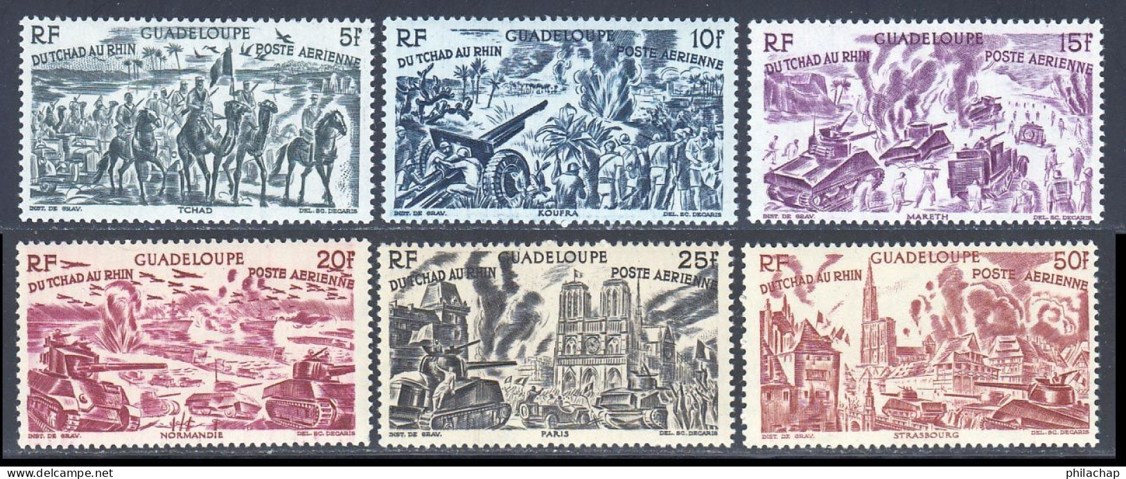 Guadeloupe PA 1946 Yvert 8 / 10 - 12 ** 7 -11  * TB - Poste Aérienne