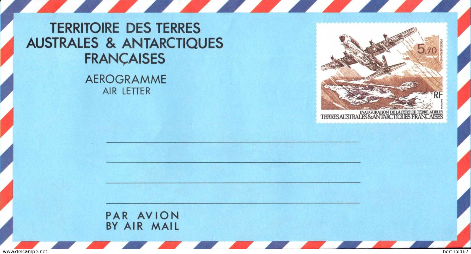 TAAF Entier-P N** Yv:1 Aérogramme Air Letter - Entiers Postaux
