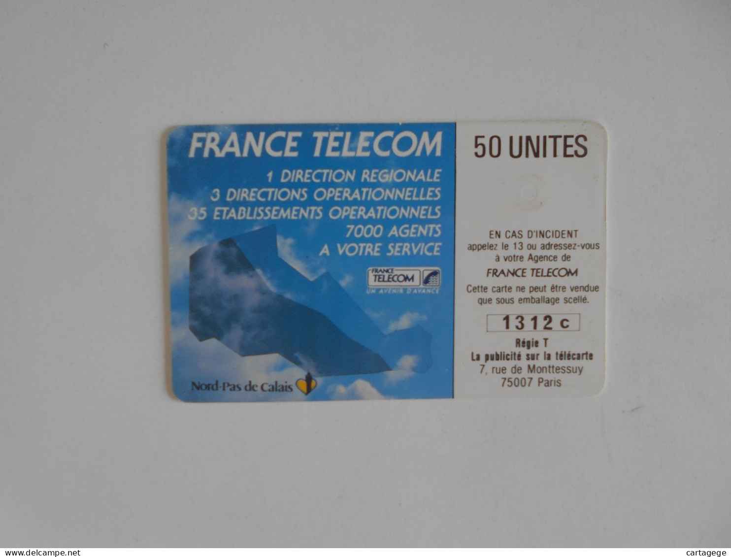 TELECARTE FRANCE F54 LILLE FIBRE OPTIQUE 50U - 1988