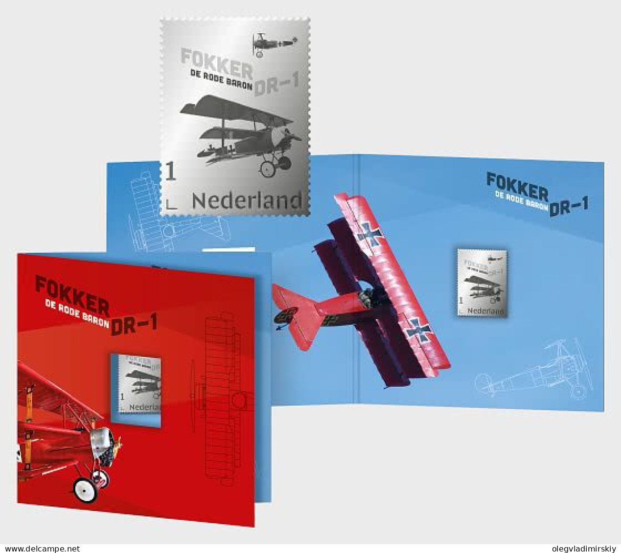 Netherlands Pays-Bas Niederlande 2024 Dutch Aircraft Fokker DR-1 Silver Stamp In Special Cover MNH - Unused Stamps