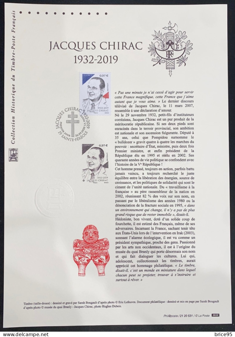 France - Document Philatélique - Premier Jour - FDC - YT N° 5428 - Jacques Chirac - 2020 - 2020-…