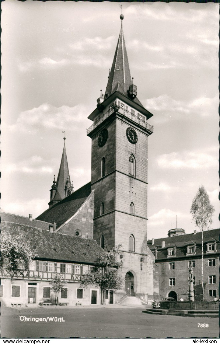 Ansichtskarte Öhringen Strassen Ansicht Partie A.d. Kirche 1955 - Oehringen