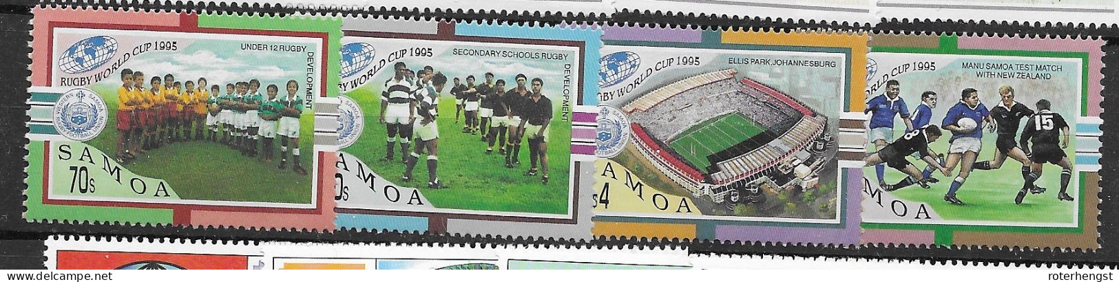 Samoa Set Mnh ** 1995 8 Euros Sports Rugby - Samoa