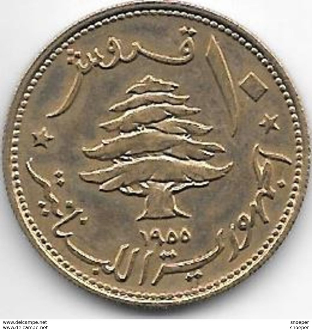 *lebanon 10 Piastres 1955  Km 23   BU - Libanon