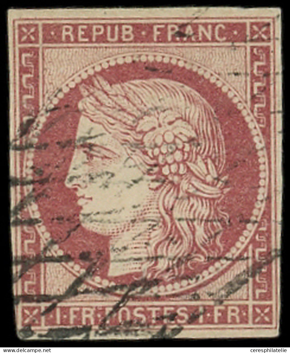 EMISSION DE 1849 - 6     1f. Carmin, Obl. GRILLE SANS FIN, TB - 1849-1850 Ceres