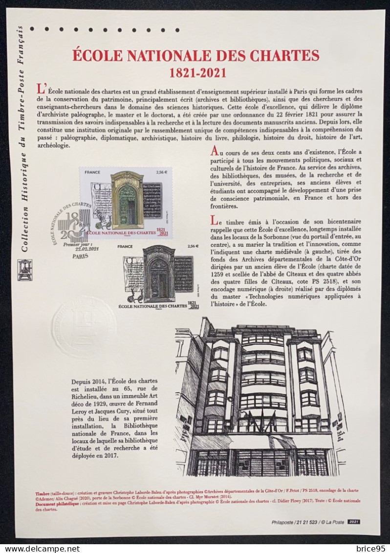 France - Document Philatélique - Premier Jour - FDC - YT N° 5472 - École Nationale Des Chartes - 2021 - 2020-…