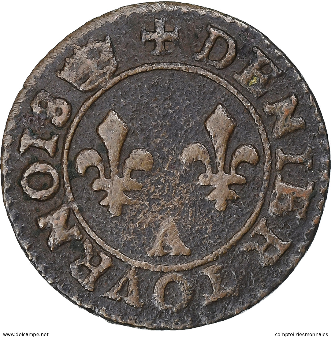 France, Henri III, Denier Tournois, Paris, Couronne, Cuivre, TB, Gadoury:450 - 1574-1589 Heinrich III.