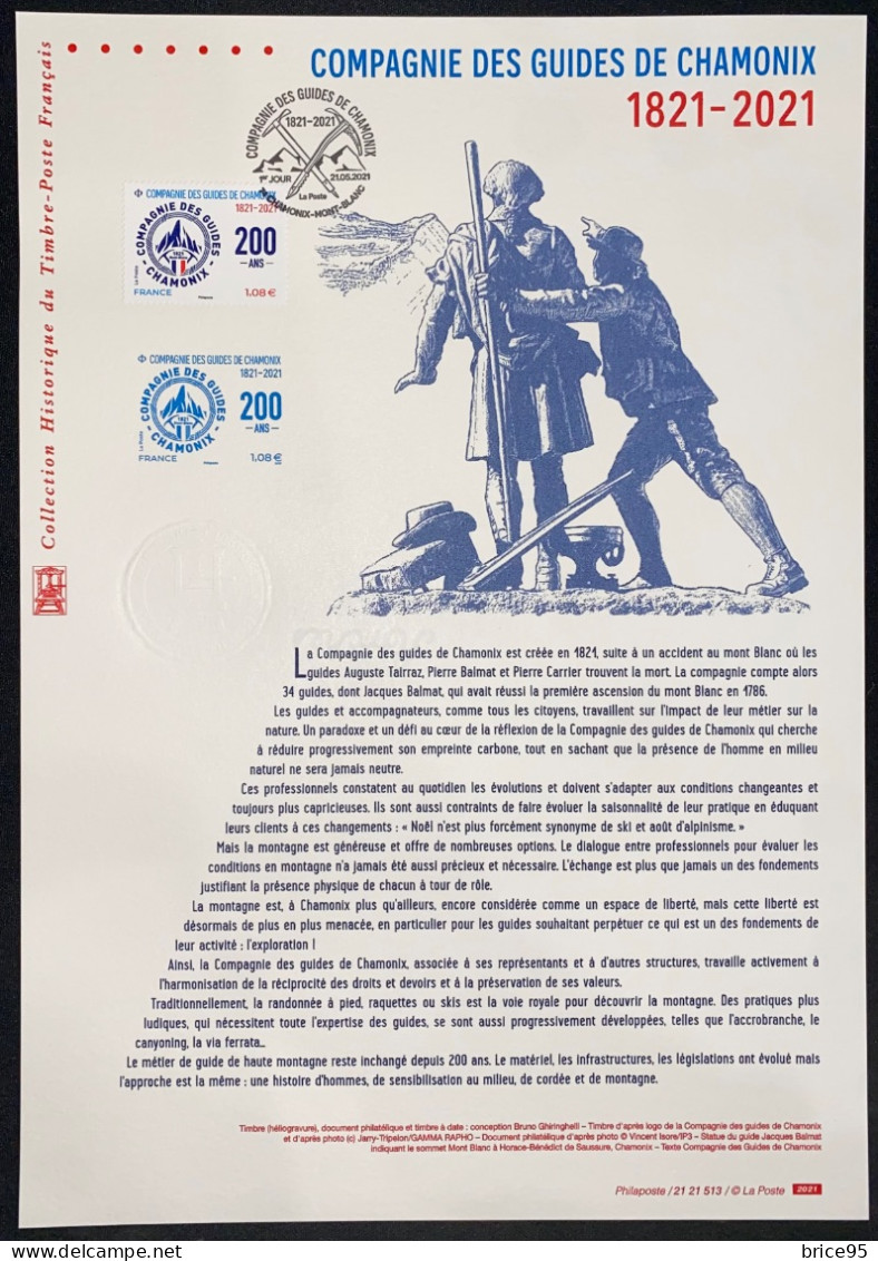 France - Document Philatélique - Premier Jour - FDC - YT N° 5490 - Compagnie Des Guides De Chamonix - 2021 - 2020-…