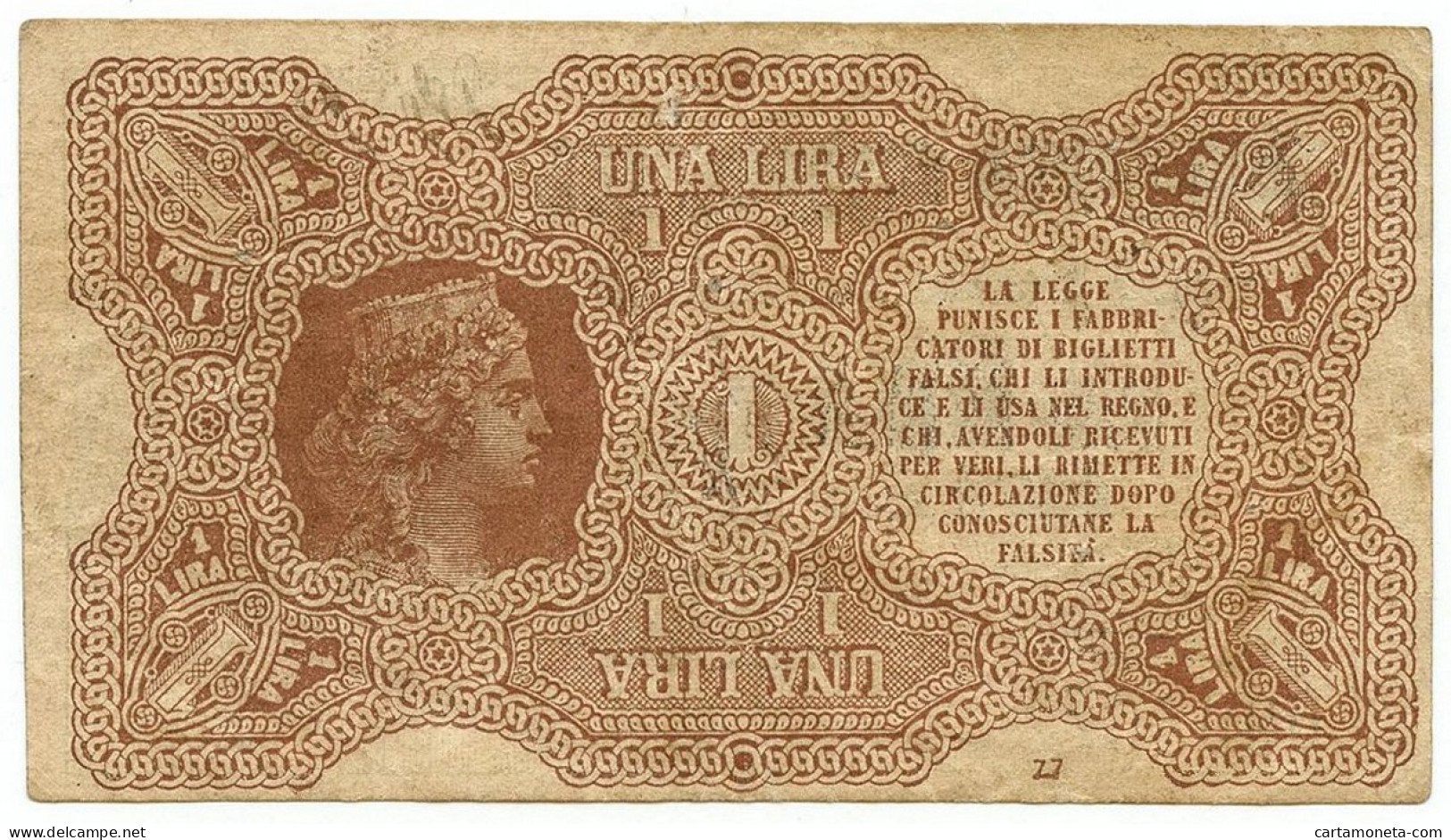 1 LIRA BIGLIETTO CONSORZIALE REGNO D'ITALIA 30/04/1874 BB - Biglietti Consorziale