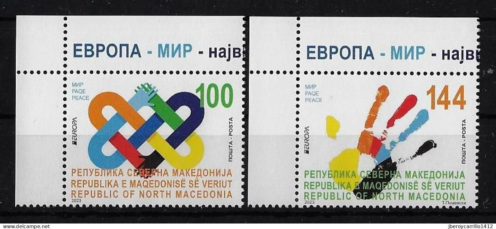 MACEDONIA /MACEDONIA NORTH /MAKEDONIEN / MAKEDONIA -EUROPA-CEPT 2023 -"PEACE".- SERIE 2 V.- CH-SUP-IZQ - 2023