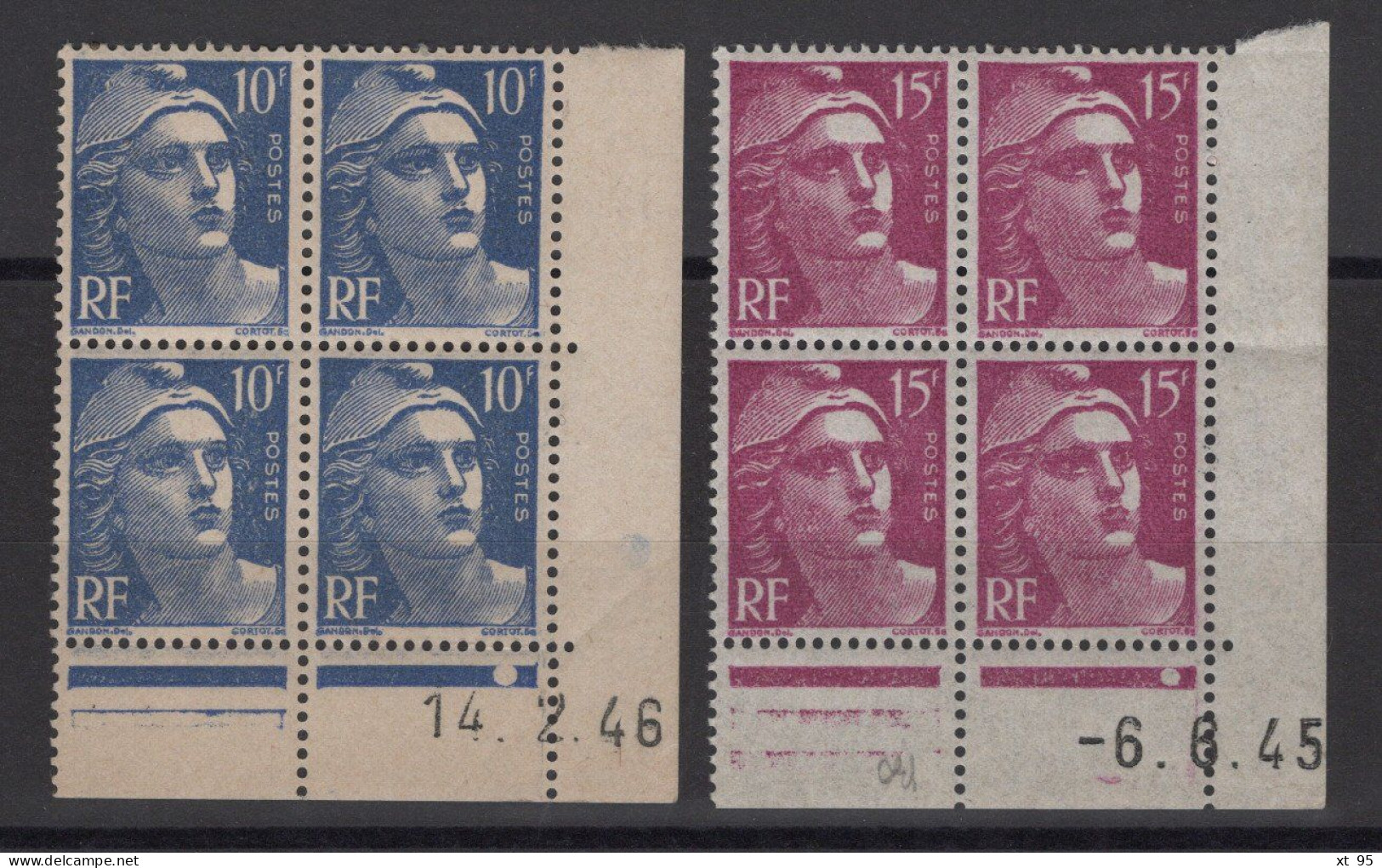 Marianne De Gandon - N°723 + 724 Coins Datés ** Neufs Sans Charniere - Cote 32.50 - 1945-54 Marianne De Gandon