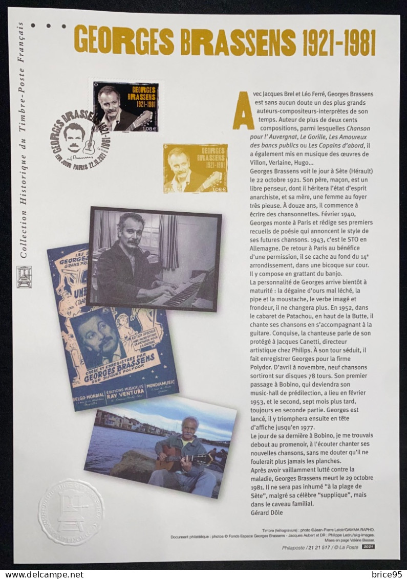 France - Document Philatélique - Premier Jour - FDC - YT N° 5531 - Georges Brassens - 2021 - 2020-…