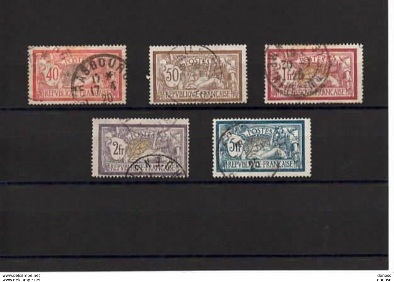 FRANCE 1908 MERSON Yvert 119-123 Oblitéré Cote : 100 Euros Piquage Décalé - 1900-27 Merson