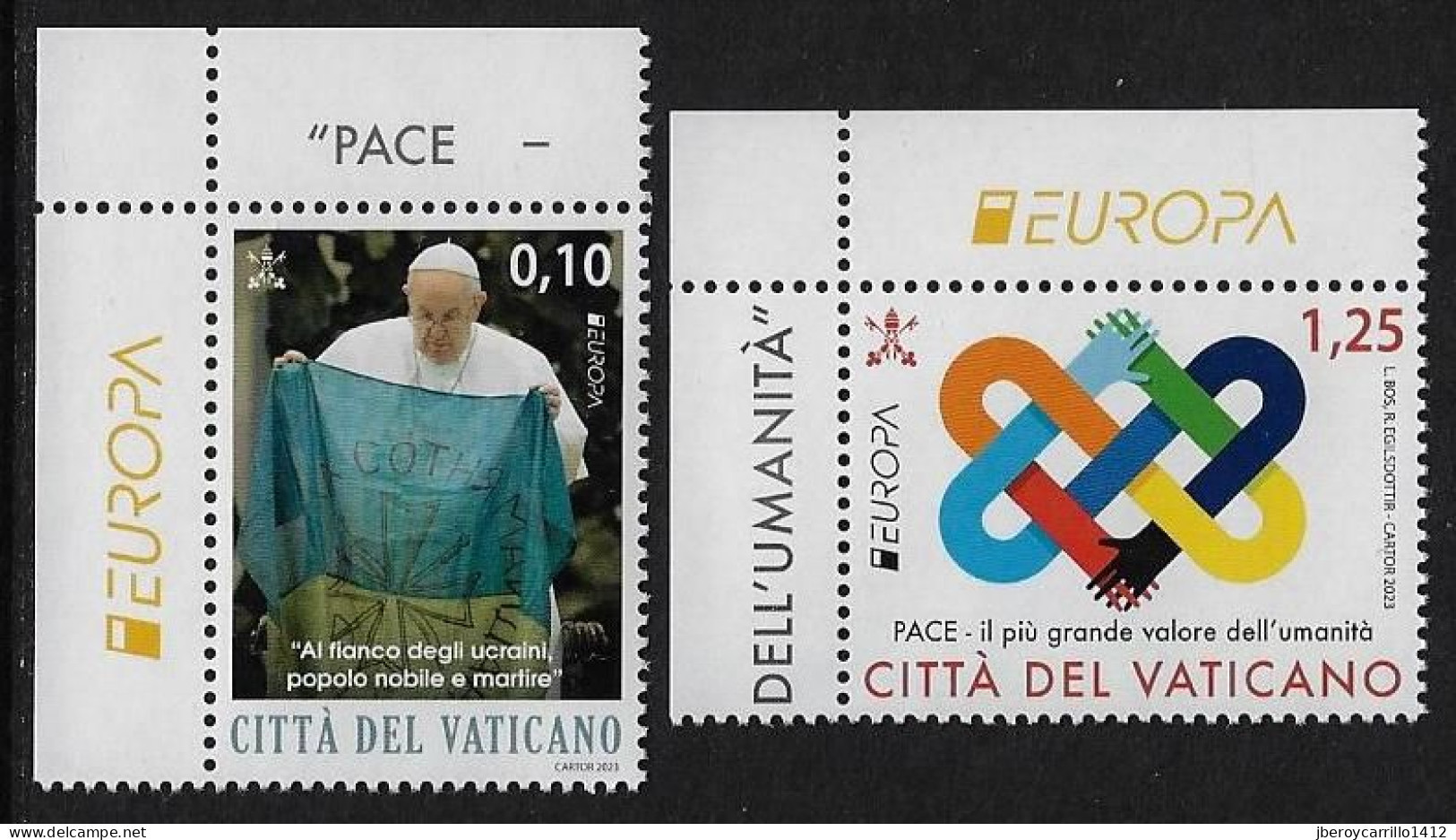 VATICANO /CITTÀ VATICANO /VATICAN - EUROPA 2023 -"PEACE – The Highest Value Of Humanity"-  SERIE De 2 V.- CH-SUP-IZQ-EUR - 2023