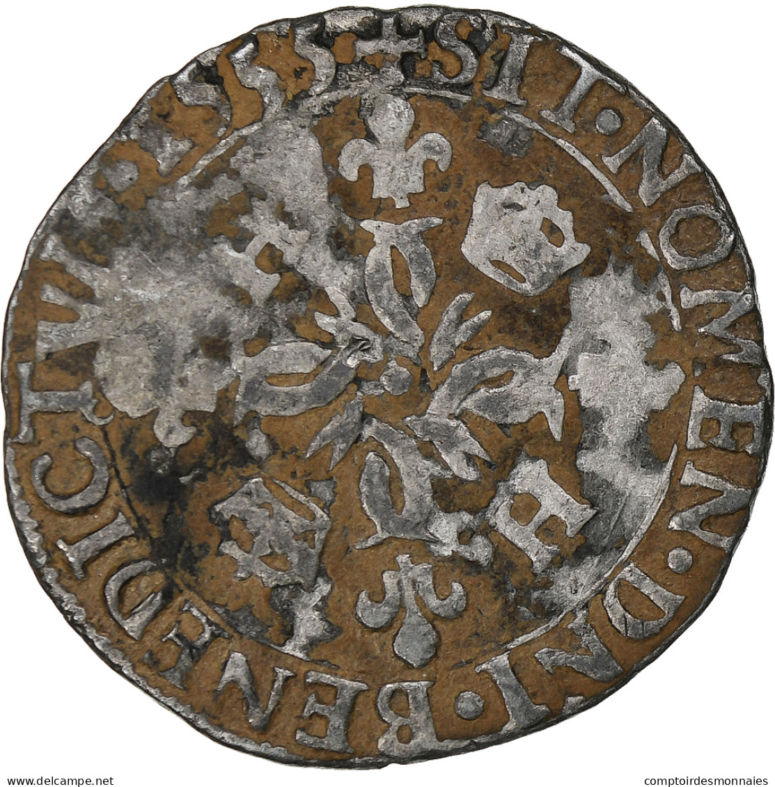 France, Henri II, Douzain Aux Croissants, 1555, Rennes, Billon, TB, Gadoury:357 - 1547-1559 Henri II