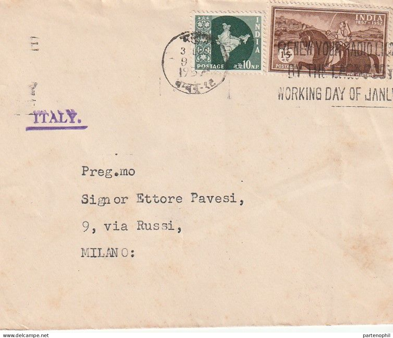 India Indien 1957 - Postgeschichte - Storia Postale - Histoire Postale - Covers & Documents