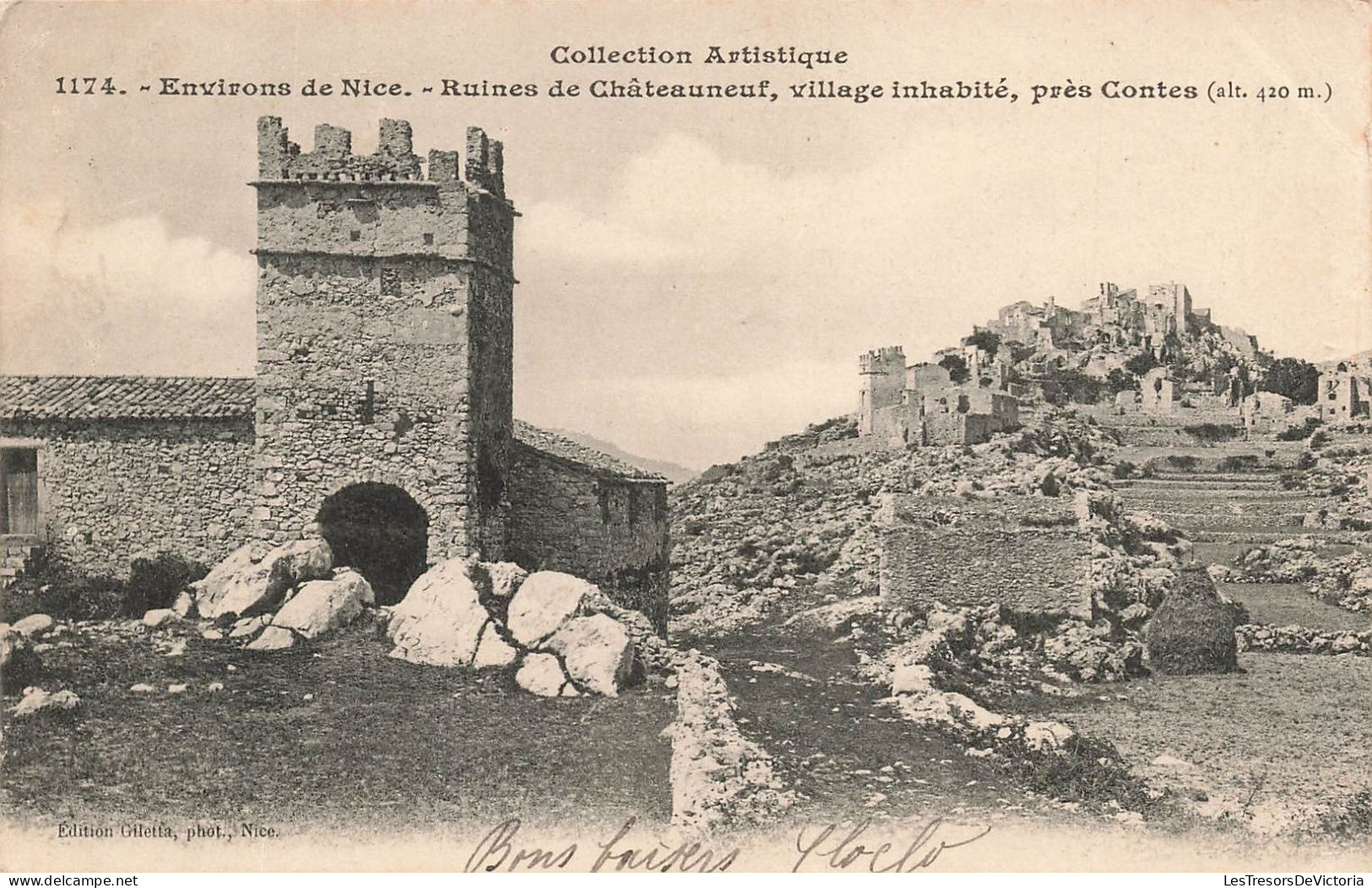 FRANCE - Collection Artistique - Environs De Nice - Ruines De Châteauneuf - Village Inhabité - Carte Postale Ancienne - Bauwerke, Gebäude