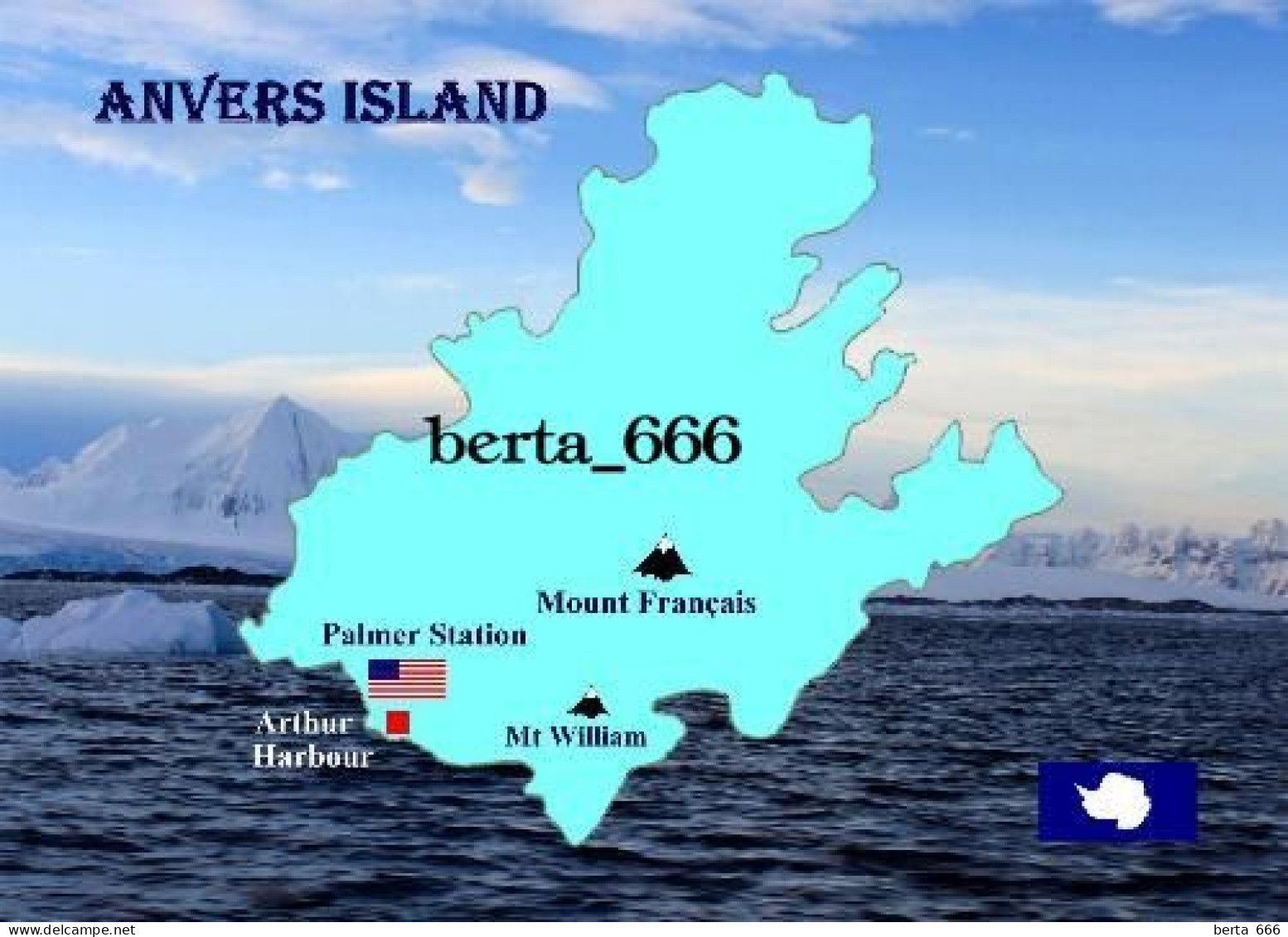 Antarctica Anvers Island Map New Postcard * Carte Geographique * Landkarte - Other & Unclassified