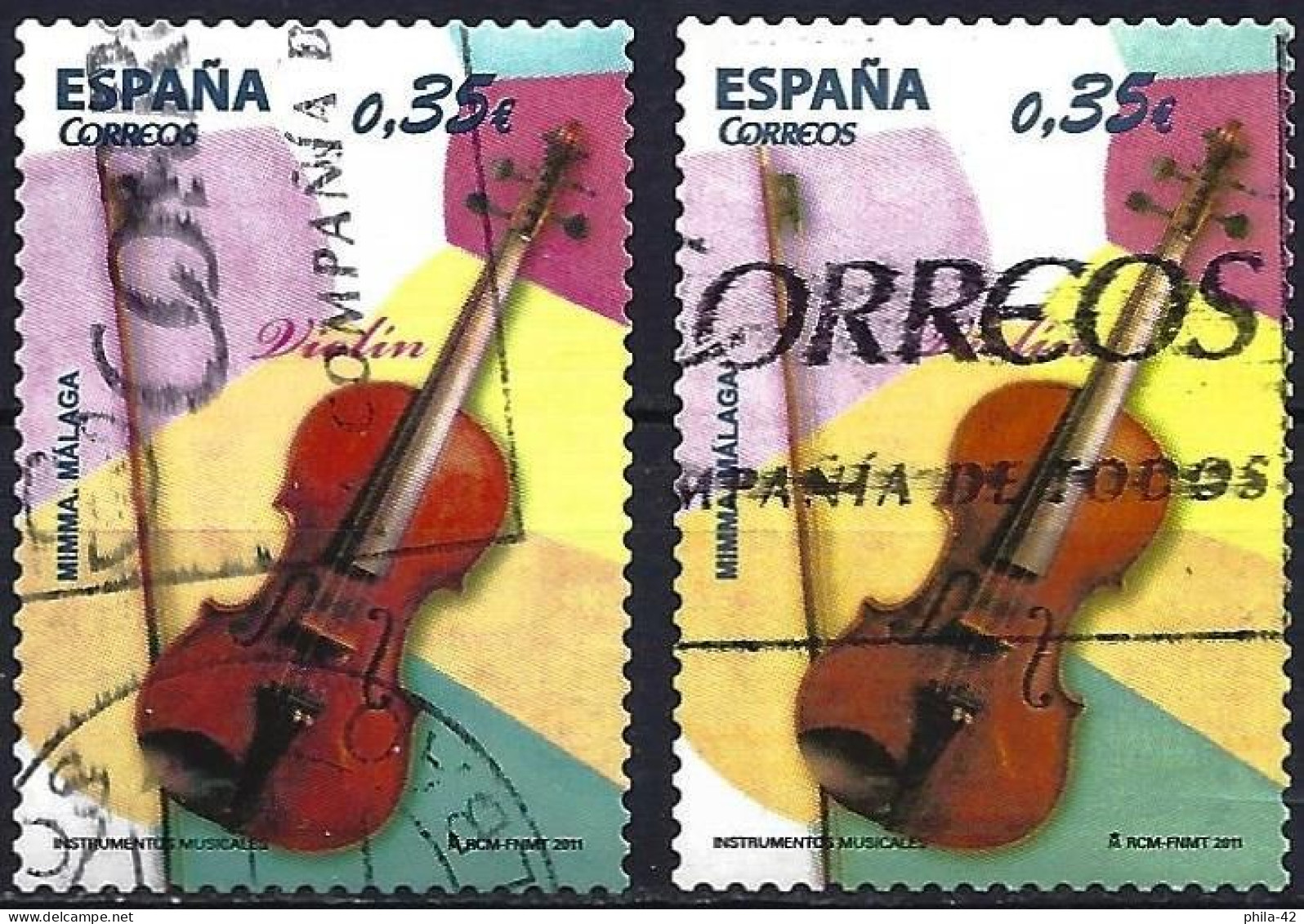 Spain 2011 - Mi 4580 - YT 4287 ( Musical Instruments : Violin ) Two Shades Of Color - Gebruikt