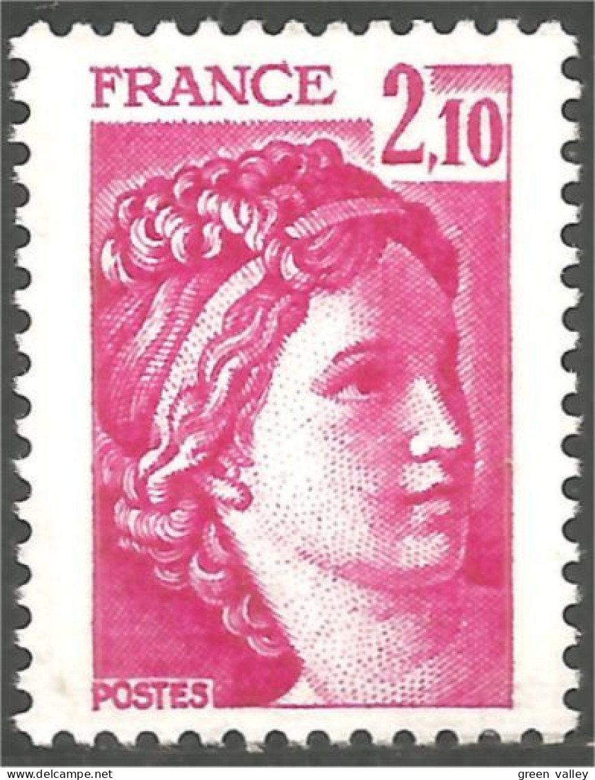 349 France Yv 1978 Sabine De Gandon 2f 10 Camine Rose Carminé MNH ** Neuf SC (1978-1b) - 1977-1981 Sabine (Gandon)