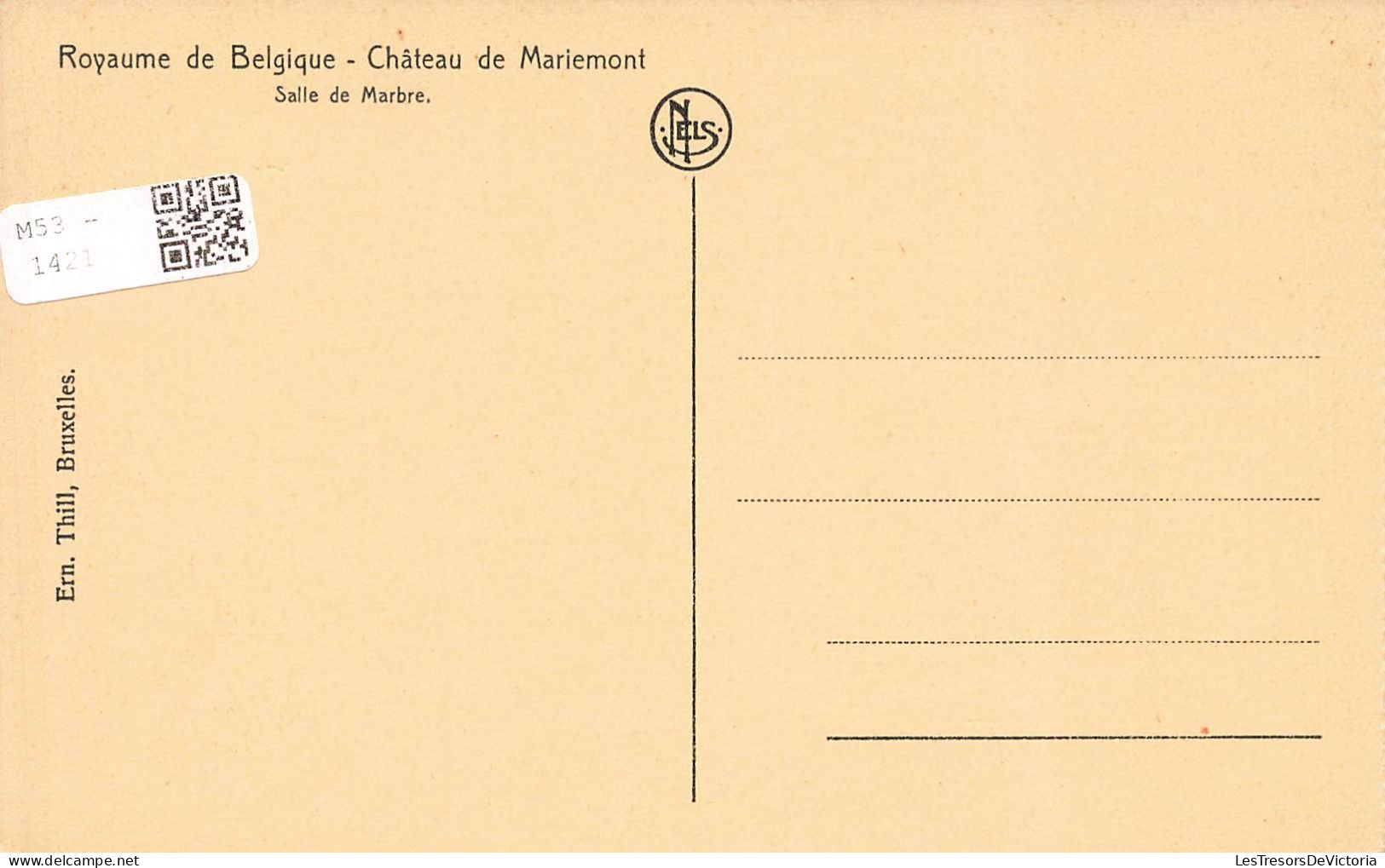 BELGIQUE - Royaume De Belgique - Vue à L'intérieur Du Château De Marlemont - Salle De Marbre - Carte Postale Ancienne - Sonstige & Ohne Zuordnung