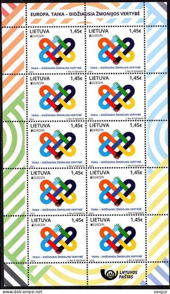 LITHUANIA 2023-07 EUROPA: Peace. MINI-SHEET, MNH - 2023