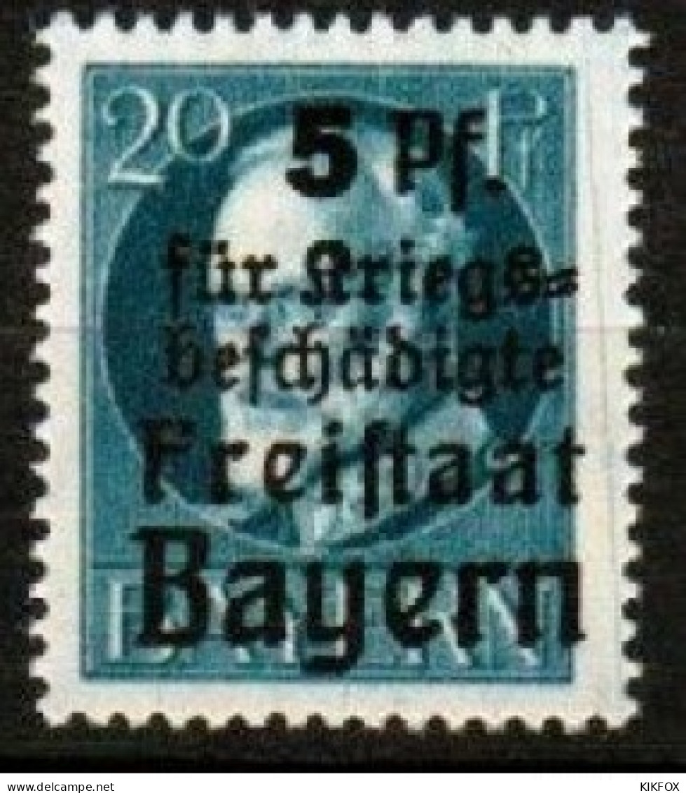 BAYERN, ALTDEUTSCHLAND ,1919, MI 173 A, HILFE FÜR KRIEGSGESCHÄDIGTE, POSTFRISCH, NEUF, - Mint