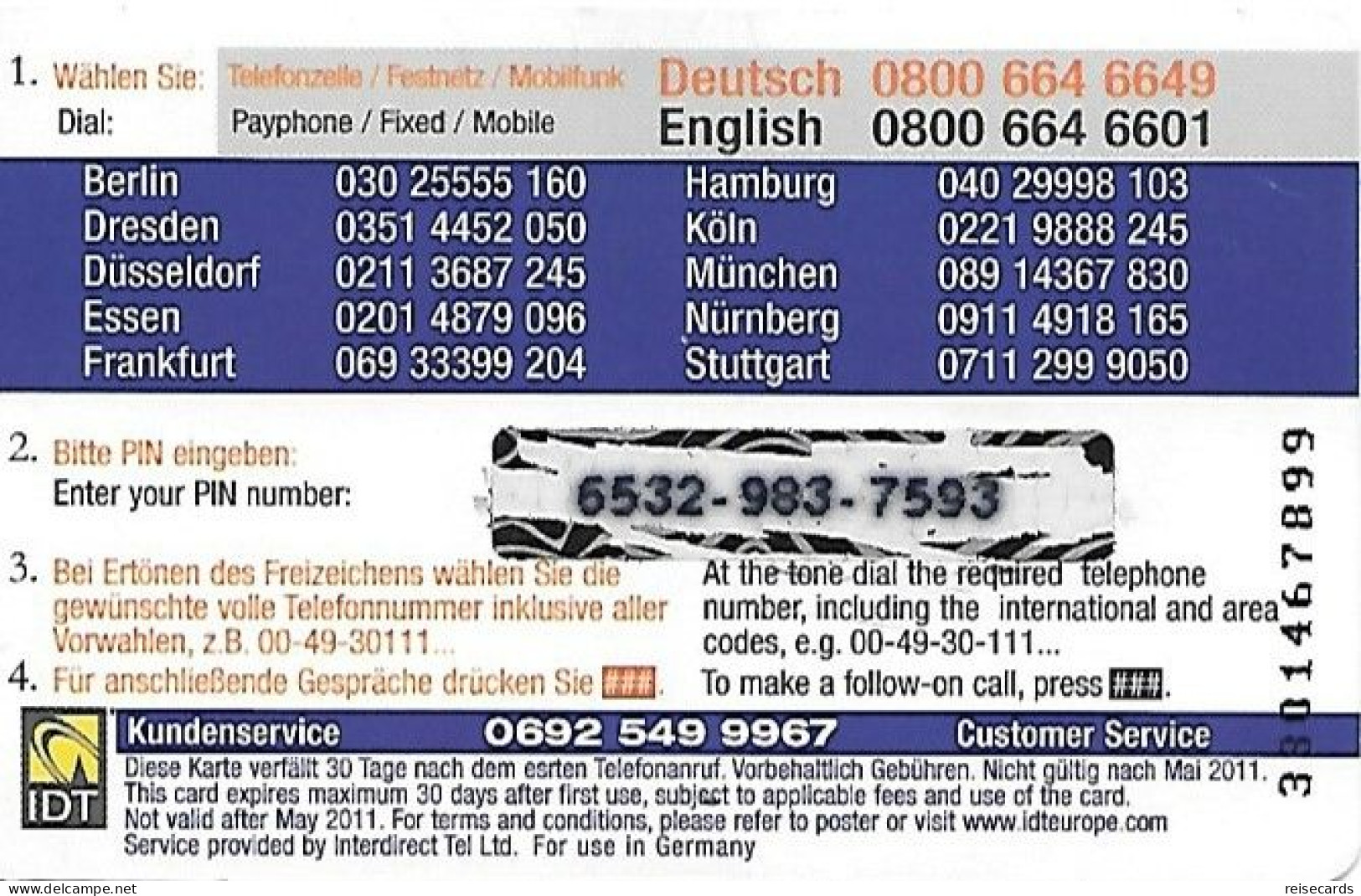 Germany: Prepaid IDT Cool Breeze - [2] Mobile Phones, Refills And Prepaid Cards