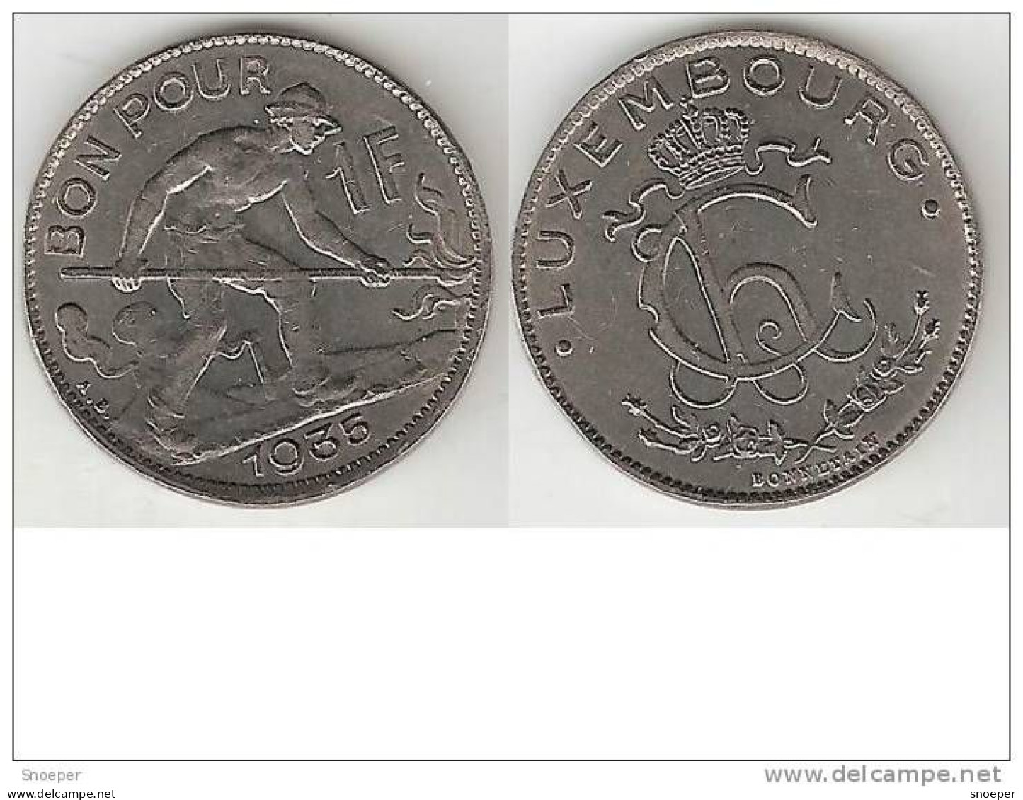 *luxembourg 1 Franc 1935  Km 35  Xf + - Luxembourg