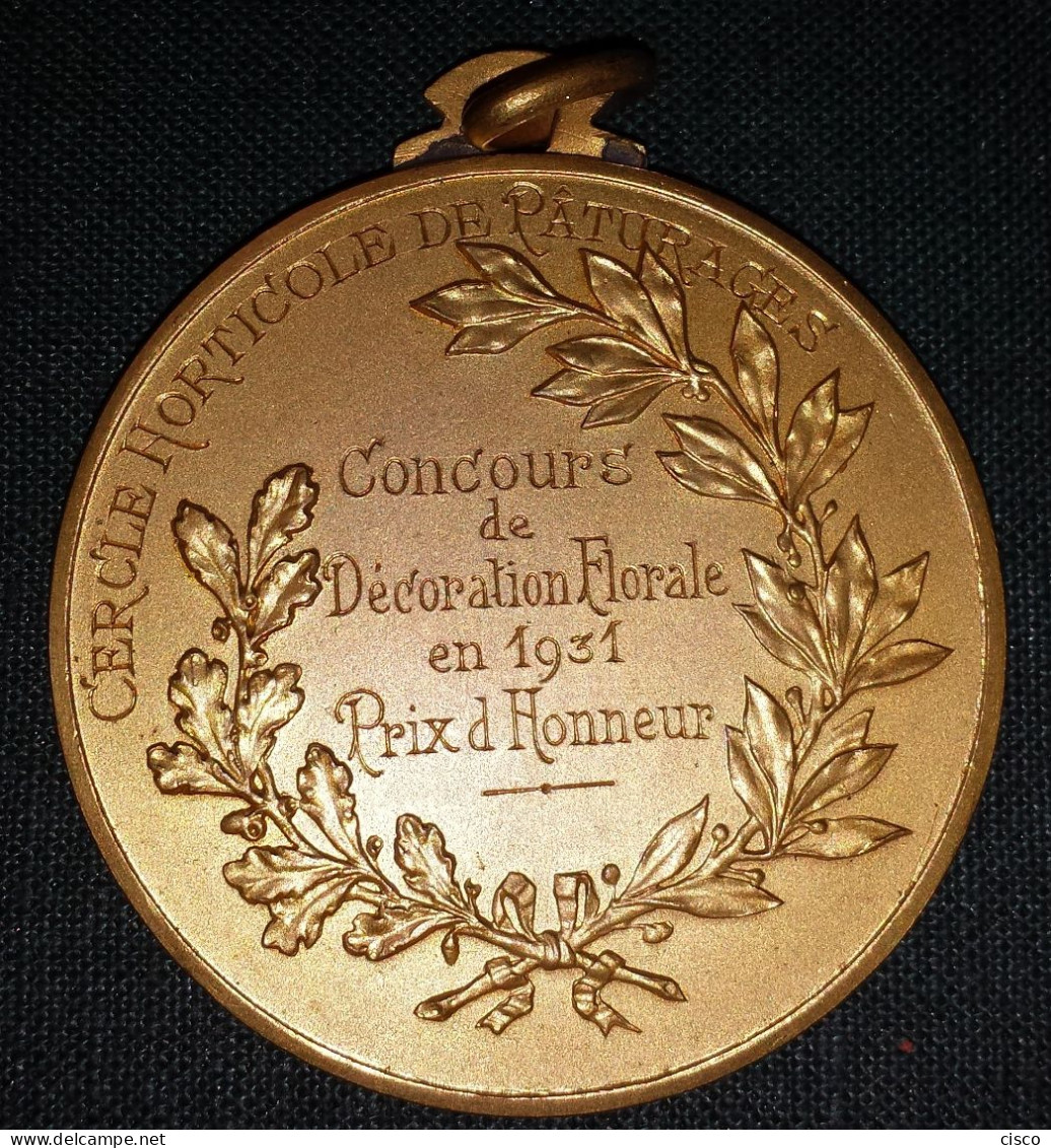 BELGIQUE Médaille Albert I Cercle Horticole De Paturages 1931 Concours De Décoration Florale - Royal / Of Nobility